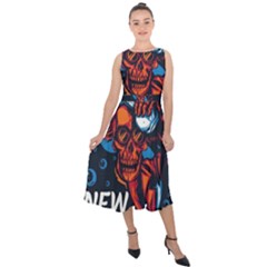 Make Devil Discovery  Midi Tie-back Chiffon Dress