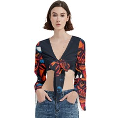 Make Devil Discovery  Trumpet Sleeve Cropped Top