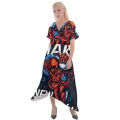 Make Devil Discovery  Cross Front Sharkbite Hem Maxi Dress by Saikumar