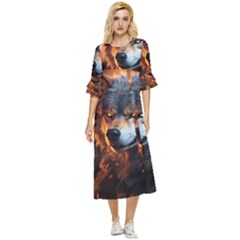 Be Dare For Everything Double Cuff Midi Dress