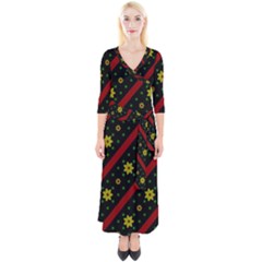 Background Pattern Texture Design Quarter Sleeve Wrap Maxi Dress by Jatiart