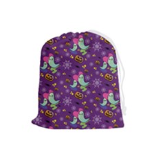 Pumpkin Ghost Skeleton Pattern Drawstring Pouch (large)