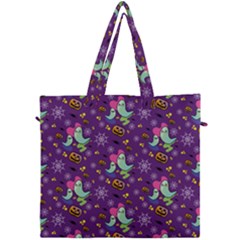 Pumpkin Ghost Skeleton Pattern Canvas Travel Bag