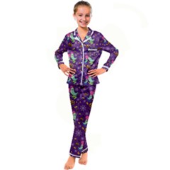 Pumpkin Ghost Skeleton Pattern Kids  Satin Long Sleeve Pajamas Set