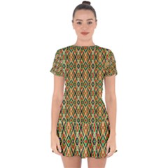 Pattern Design Vintage Abstract Drop Hem Mini Chiffon Dress by Jatiart