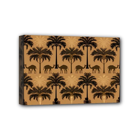 Camel Palm Tree Patern Mini Canvas 6  X 4  (stretched)