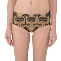 Cat Jigsaw Puzzle Mid-waist Bikini Bottoms