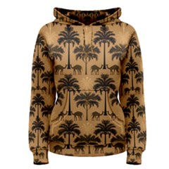 Camel Palm Tree Patern Women s Pullover Hoodie by Jatiart