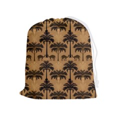 Camel Palm Tree Patern Drawstring Pouch (xl) by Jatiart