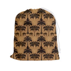 Camel Palm Tree Patern Drawstring Pouch (2xl) by Jatiart