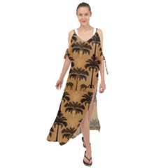 Peacock Feathers Maxi Chiffon Cover Up Dress