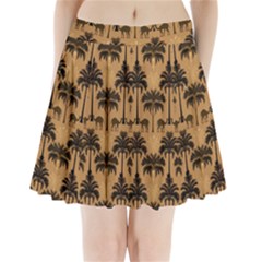 Camel Palm Tree Patern Pleated Mini Skirt