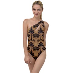 Camel Palm Tree Patern To One Side Swimsuit by Jatiart