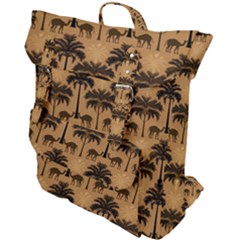 Camel Palm Tree Patern Buckle Up Backpack