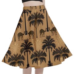 Cat Jigsaw Puzzle A-line Full Circle Midi Skirt With Pocket