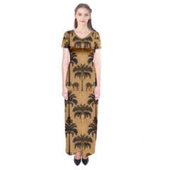 Background Abstract Pattern Design Short Sleeve Maxi Dress