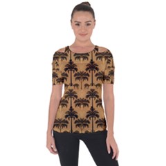 Abstract Design Background Patterns Shoulder Cut Out Short Sleeve Top