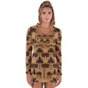 Pattern Symmetry Stack Texture Long Sleeve Hooded T-shirt View1