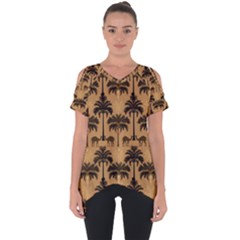 Pattern Symmetry Stack Texture Cut Out Side Drop T-shirt