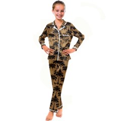 Background Abstract Pattern Design Kids  Satin Long Sleeve Pajamas Set