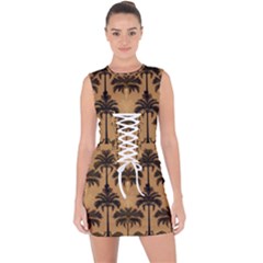 Abstract Design Background Pattern Lace Up Front Bodycon Dress