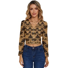 Background Abstract Pattern Design Long Sleeve V-neck Top