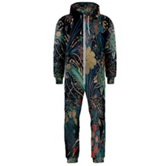 Bird Flower Tree Forest Hooded Jumpsuit (men)