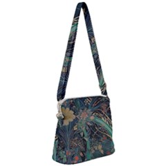 Bird Flower Tree Forest Zipper Messenger Bag