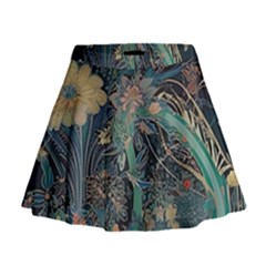 Bird Flower Tree Forest Mini Flare Skirt by Jatiart