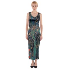 Flowers Trees Forest Fitted Maxi Dress