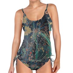 Vintage Peacock Feather Tankini Set