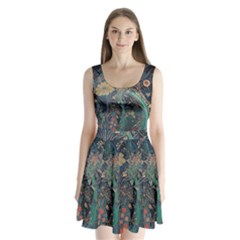 Flowers Trees Forest Split Back Mini Dress 