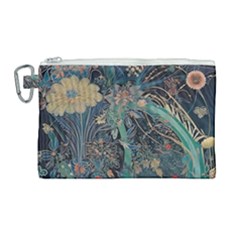 Vintage Peacock Feather Canvas Cosmetic Bag (large) by Jatiart