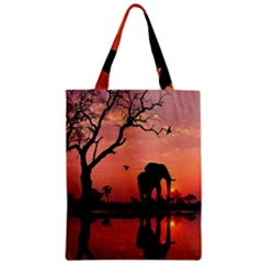 Elephant Landscape Tree Africa Sunset Safari Wild Zipper Classic Tote Bag