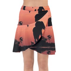 Elephant Landscape Tree Africa Sunset Safari Wild Wrap Front Skirt