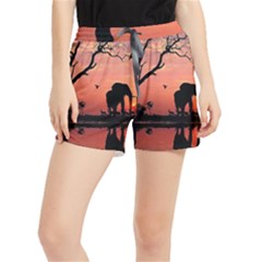 Elephant Landscape Tree Africa Sunset Safari Wild Women s Runner Shorts