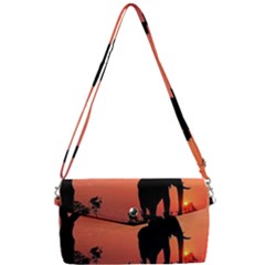 Elephant Landscape Tree Africa Sunset Safari Wild Removable Strap Clutch Bag