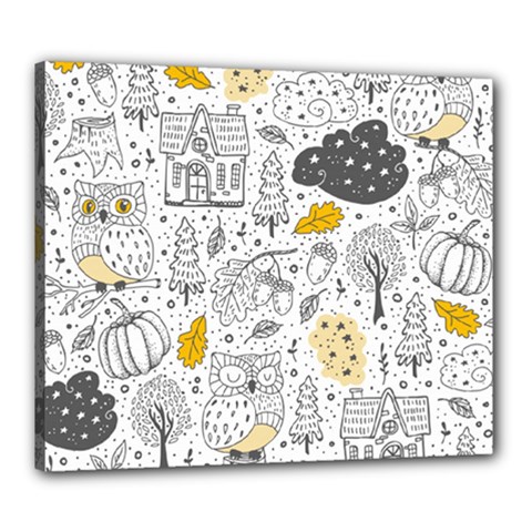 Doodle Seamless Pattern With Autumn Elements Canvas 24  X 20  (stretched)