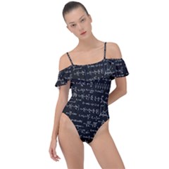 Math Equations Formulas Pattern Frill Detail One Piece Swimsuit