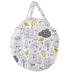 Doodle Seamless Pattern With Autumn Elements Giant Round Zipper Tote