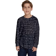 Math Equations Formulas Pattern Kids  Crewneck Sweatshirt by Ravend