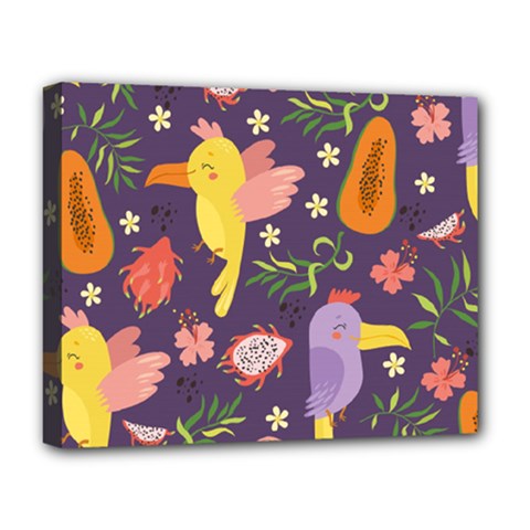 Exotic Seamless Pattern With Parrots Fruits Deluxe Canvas 20  X 16  (stretched)