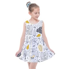 Doodle Seamless Pattern With Autumn Elements Kids  Summer Dress