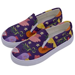 Exotic Seamless Pattern With Parrots Fruits Kids  Canvas Slip Ons