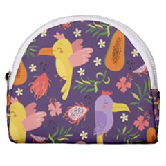 Exotic Seamless Pattern With Parrots Fruits Horseshoe Style Canvas Pouch