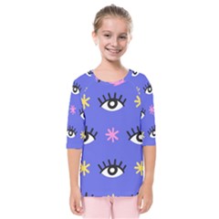 Eye Star Asterisk Pattern Background Kids  Quarter Sleeve Raglan T-shirt