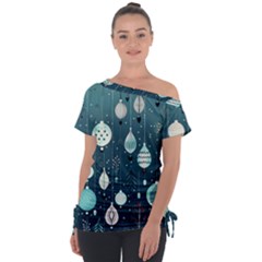 Ball Bauble Winter Off Shoulder Tie-up T-shirt