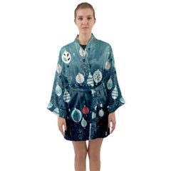 Ball Bauble Winter Long Sleeve Satin Kimono