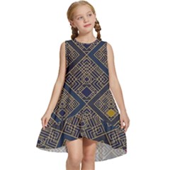 Pattern Floral Leaves Kids  Frill Swing Dress