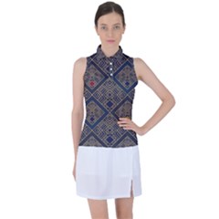 Pattern Flower Design Women s Sleeveless Polo T-shirt